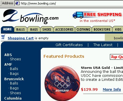 Bowling Suppliers Web Site
